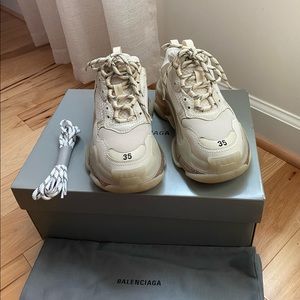 Balenciaga Triple S Sneaker Clear Sole in off white double foam and mesh.
